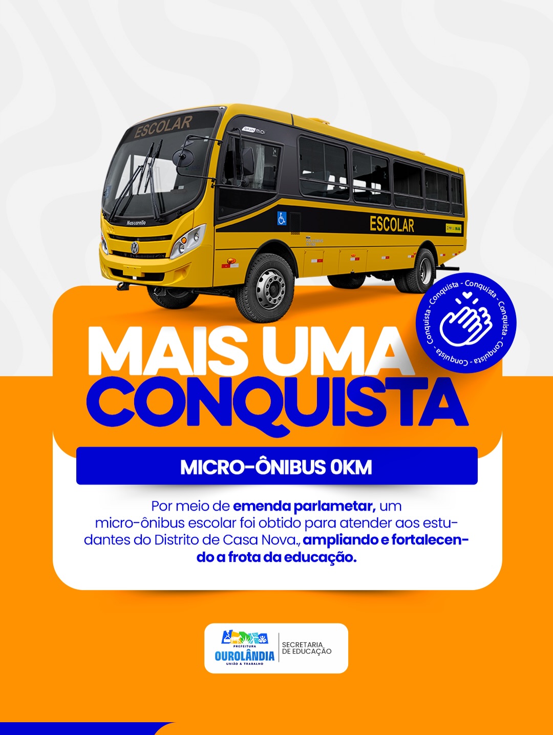 Prefeitura de Ourolândia entrega novos veículos e reforça transporte escolar