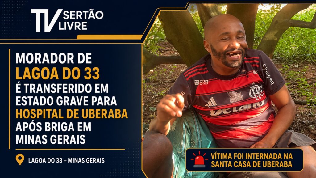 Morador de Lagoa do 33 é transferido em estado grave para hospital de Uberaba