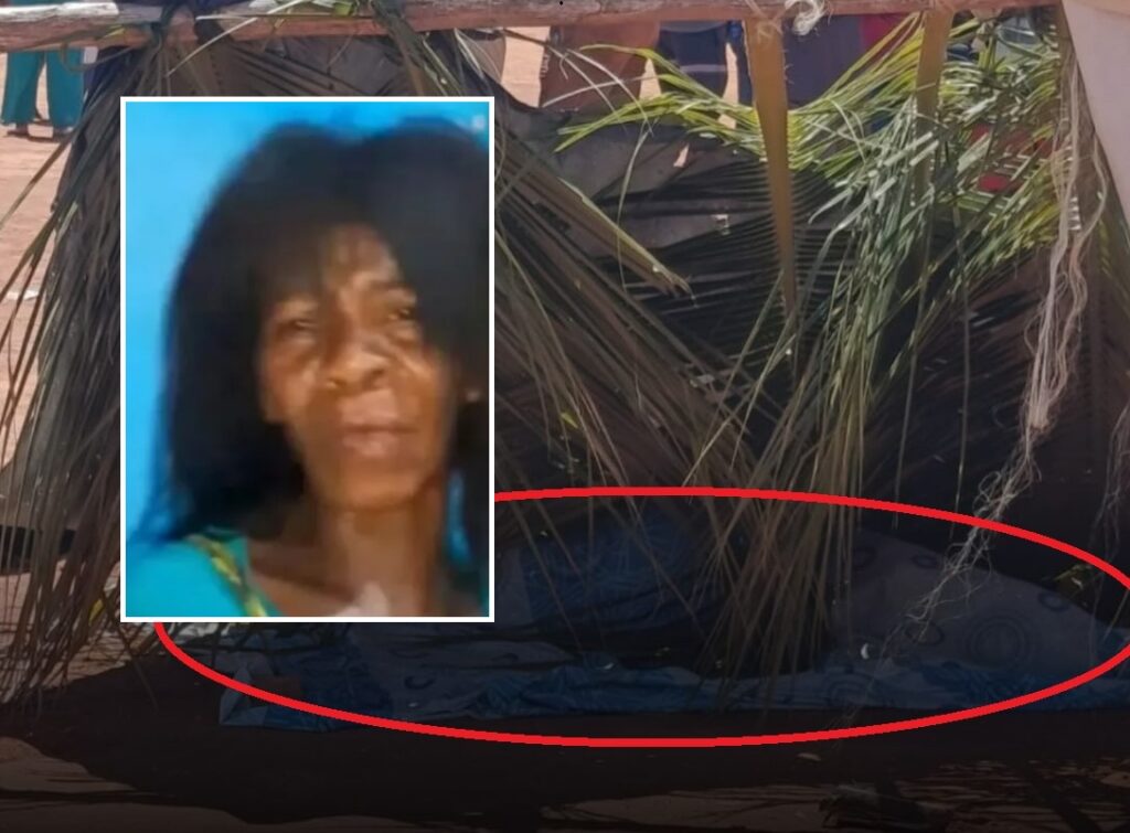 Retrato de Líria Sales ao lado da imagem do local onde o corpo foi encontrado, em Campo Formoso
